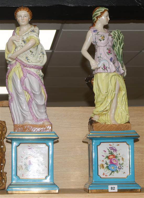 A pair of figurines on pedestal base